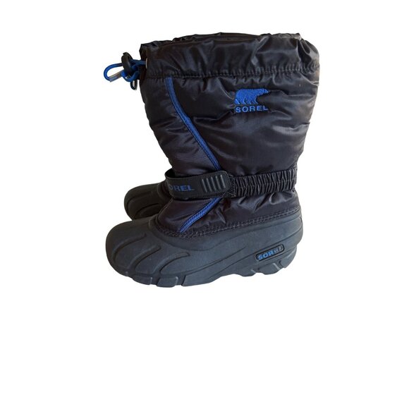 Sorel Youth Waterproof Winter Snow Boots Size 4 Black & Blue - Picture 4 of 8
